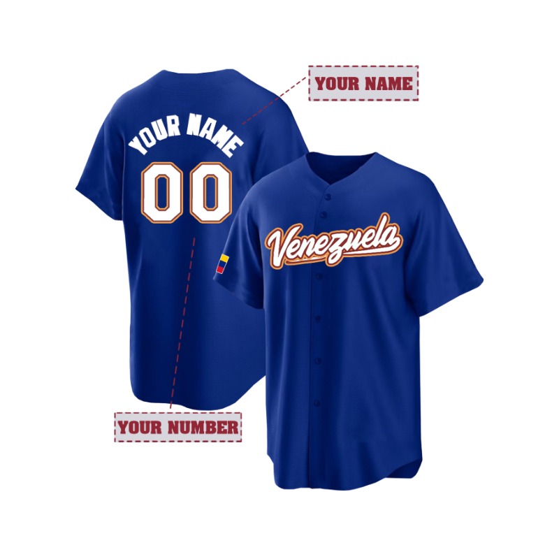 Maillot de Baseball Venezuela personnalisable, hauts d'entraînement confortables à manches courtes avec broderie de nom et de numéro personnalisés uniques