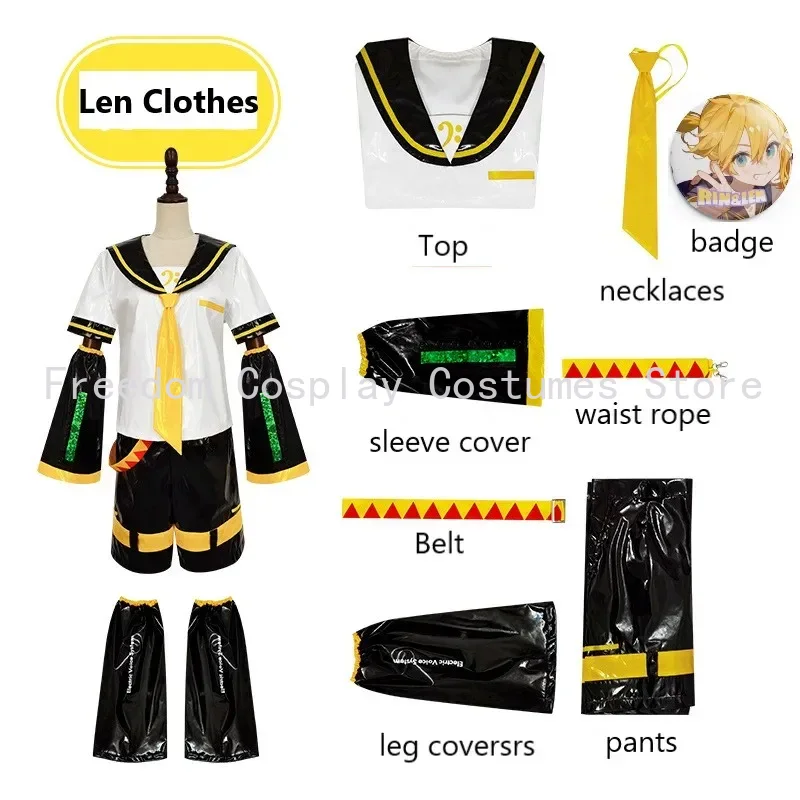 Costume de Cosplay Anime Kagamin Len/Rin, uniforme Rin Kagamin, tenues Len, manches incluses, Leggings, couvre-chef pour tenues de bande dessinée
