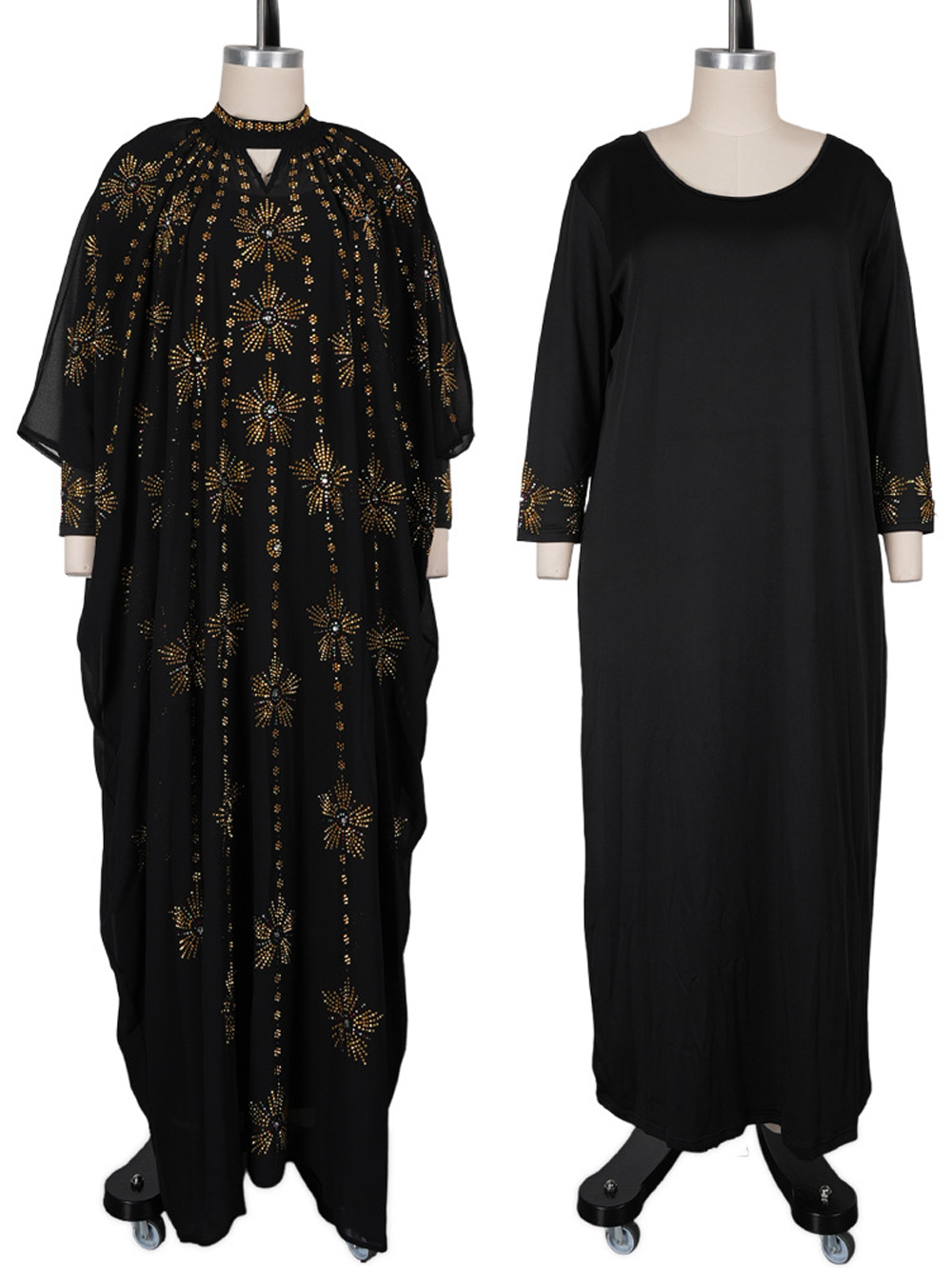 Robes en mousseline de soie pour femmes africaines, taille plus, ensemble de 2 pièces, vêtements pour mariage, fête, robe de soirée de luxe, kaftan musulman, abaya, Dubaï