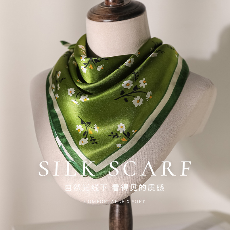Foulard carré 100% soie de luxe pour femme, Hijab, Bandeau pour cheveux, Écharpe, Ruban, Foulard pour le cou