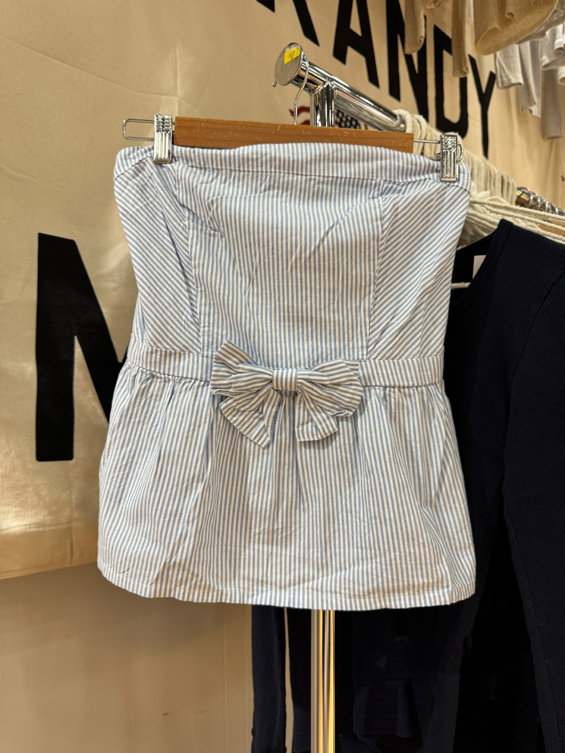 Nouveau débardeur tube rayé bleu pour femme, mignon, sans bretelles, en coton, sans manches, style preppy, décontracté et doux, coupe courte, pour l'été