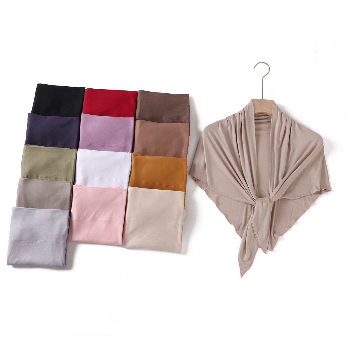 Hijabs en Jersey Triangle de qualité supérieure pour femmes, foulards musulmans solides, Turban élastique, Bandana arabe, foulard Khimar, enveloppes saoudiennes