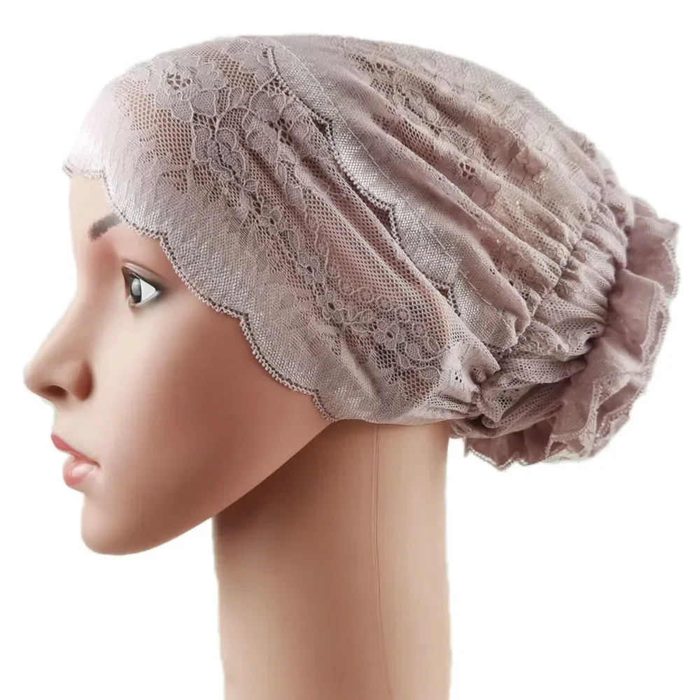 Nouveau Hijab Intérieur Complet en Dentelle pour Femme, Bonnet Turban, Sous-Hijab, Foulard Islamique, Chapeau Enveloppant, Bonnet pour Perte de Cheveux