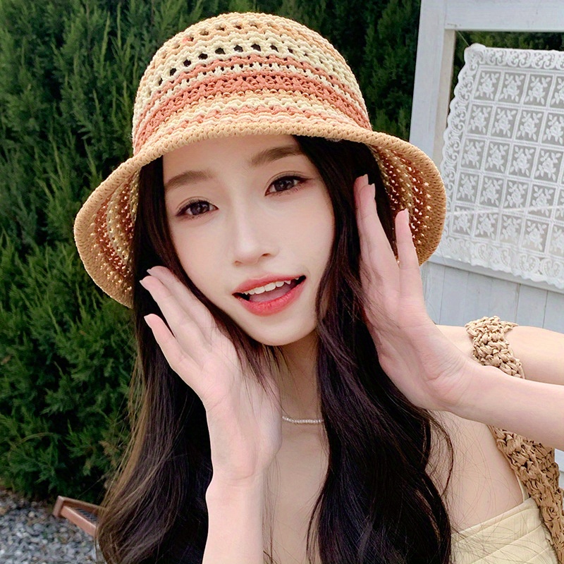 Chapeaux de plage pour femmes, chapeau en tricot bohème, Bonnet d'été en macramé tissé à la main, chapeaux d'été pour femmes