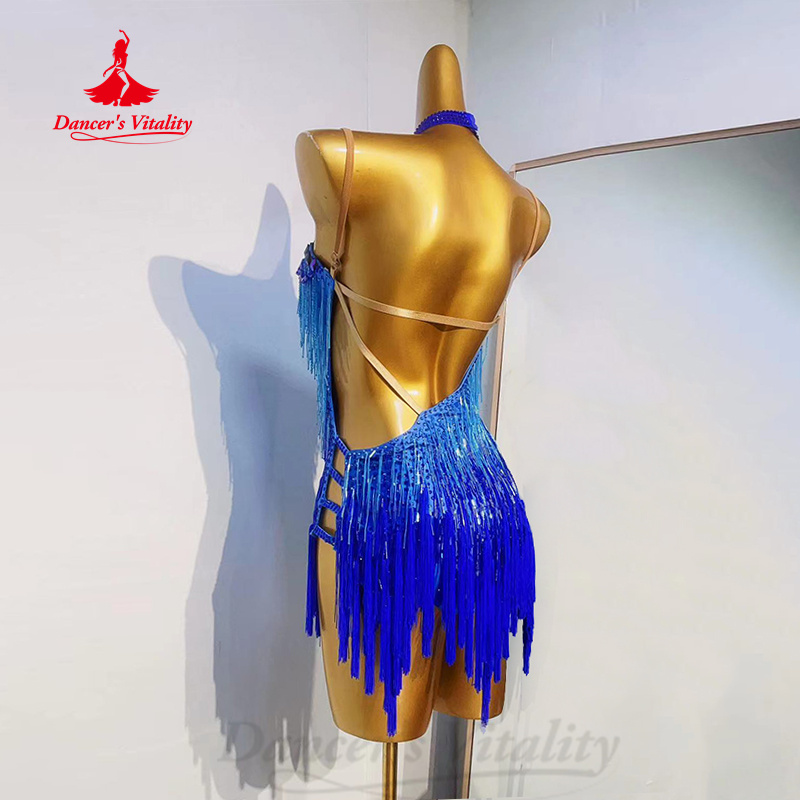 Robe de brevLatine à Franges pour Femme, Vêtements de Performance Personnalisés, Tango, Chacha, Compétition Phtalique, Senior AB, Charbon