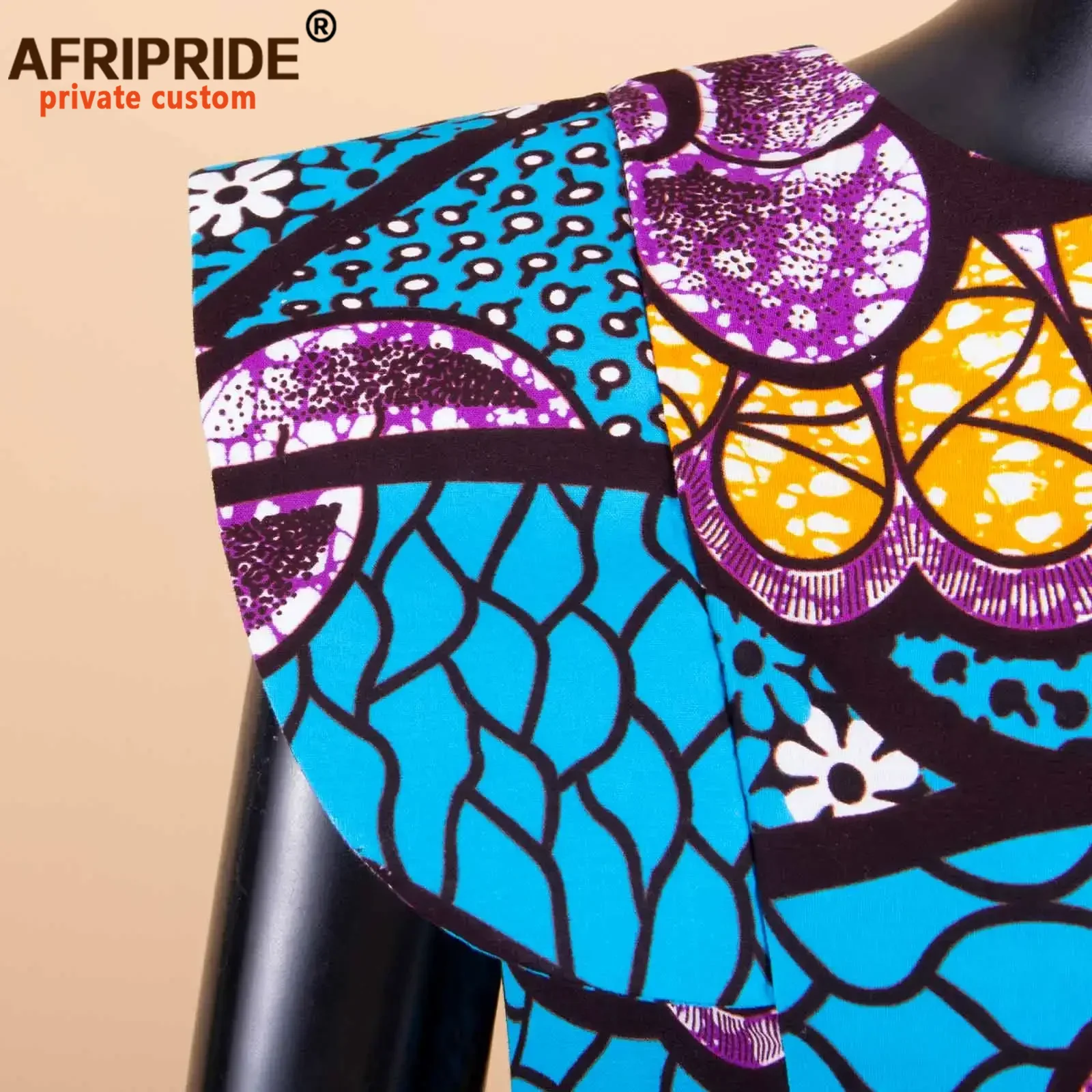 AFRIPRIDE-Robe africaine en coton pour femmes, vêtement imprimé Dashiki, manches courtes, col rond, longueur au sol, ligne A, A1825017