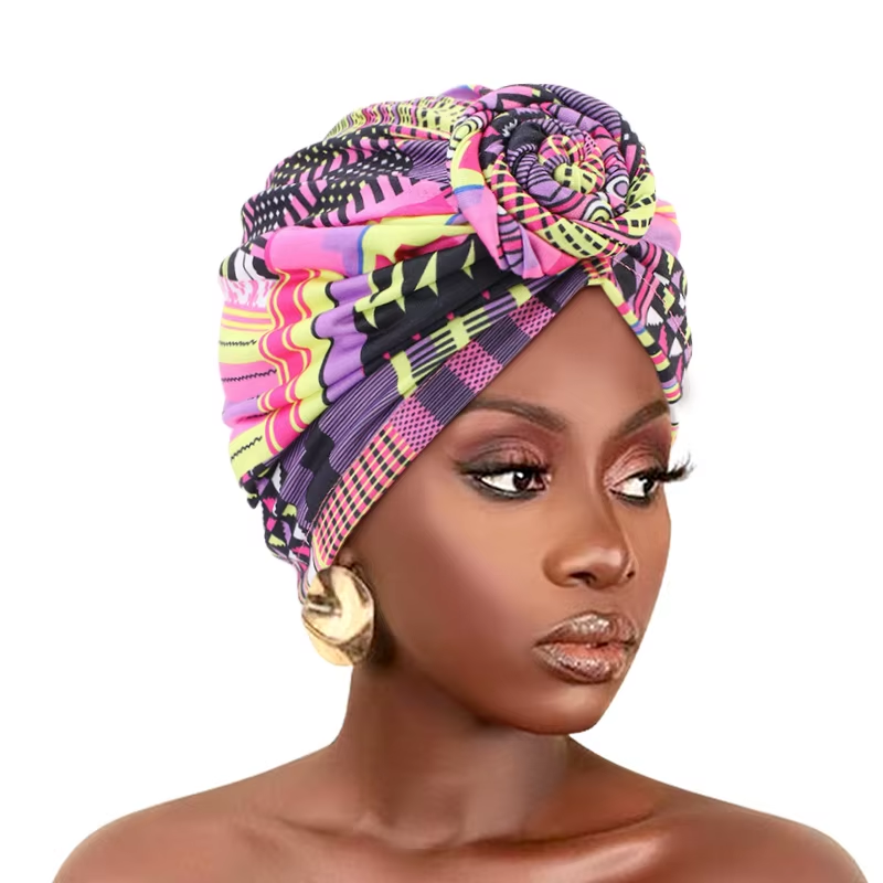 Turban à nœud africain tendance, bonnet Floral pré-noué, nœud avant élastique, enveloppe de tête élégante pour femmes, casquette de chimio, Bandana, couvre-chef, nouvelle collection