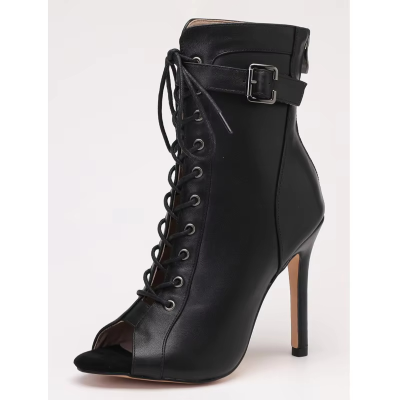 Chaussures de soirée noires à talons hauts pour femmes, pour la danse latine, bottines à talons aiguilles d'extérieur, talons de 11 cm, 9,5 cm, 7,5 cm, semelle personnalisée, talon de danse