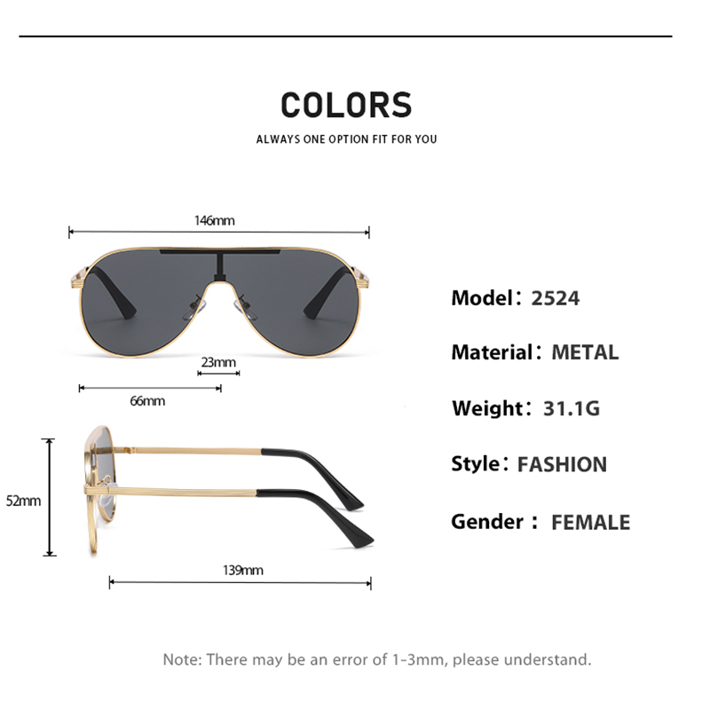 Lunettes de soleil pilote unisexes avec monture ovale pour hommes et femmes, à la mode et uniques, nouvelles nuances tendance 2524