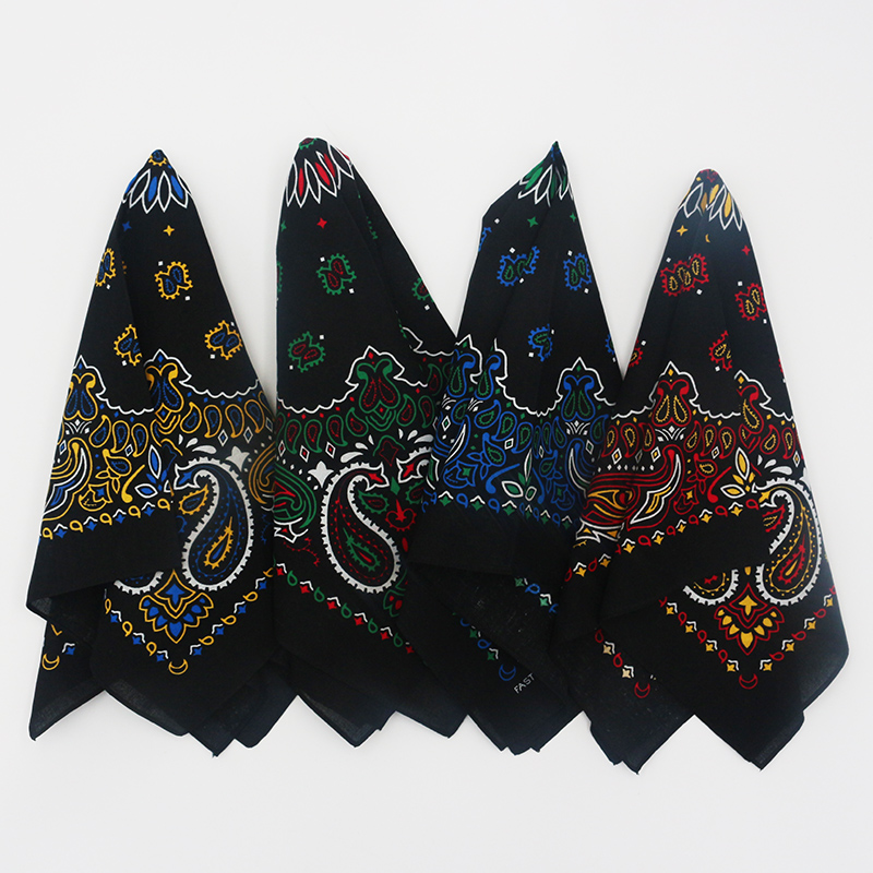 Écharpe carrée en coton Paisley coloré foncé pour hommes, bandeau Hip-hop pour femmes, bandeau pour cheveux, Bandana, masque de moto