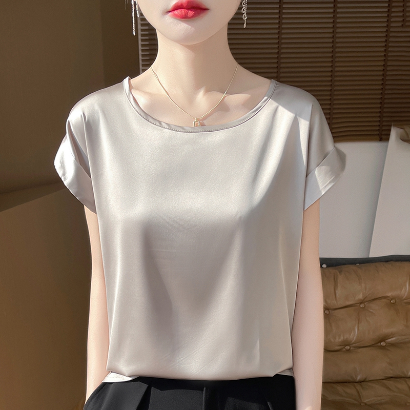 Camisole en soie à col rond pour femme, gilet fin en Satin, ample, extérieur, haut sans manches, costume d'été, chemise à bascule en soie de mûrier, nouvelle collection