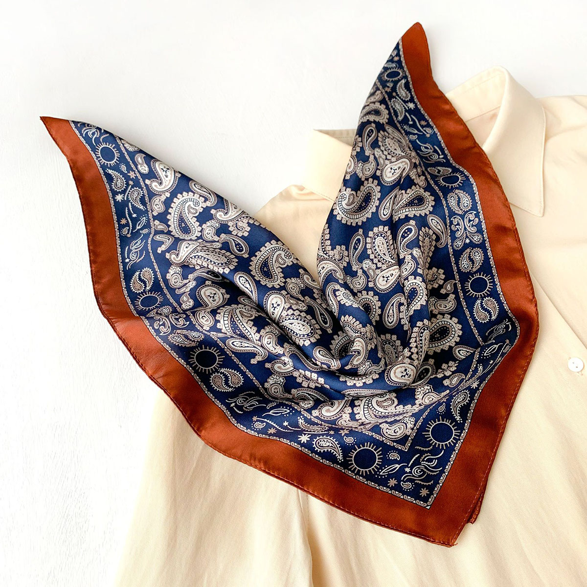 Nouveau Foulard Carré 100% Soie Véritable Imprimé Paisley pour Femme, Châle, Bandana, Bandeau, Hijab, Pashmina, Poncho
