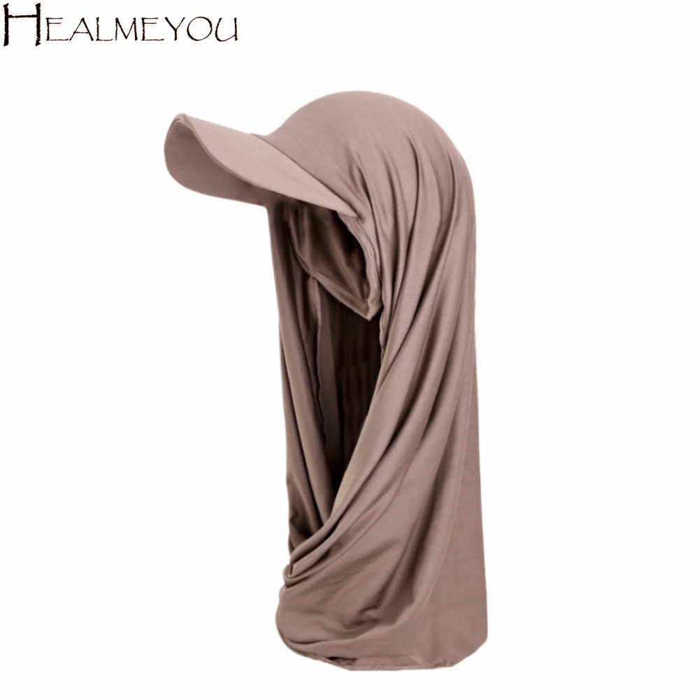 Casquette Bandana Unie Respirante Simple avec Visière, Chapeau Hijab Ajustable en Polyester, Turban Style Moyen-Orient