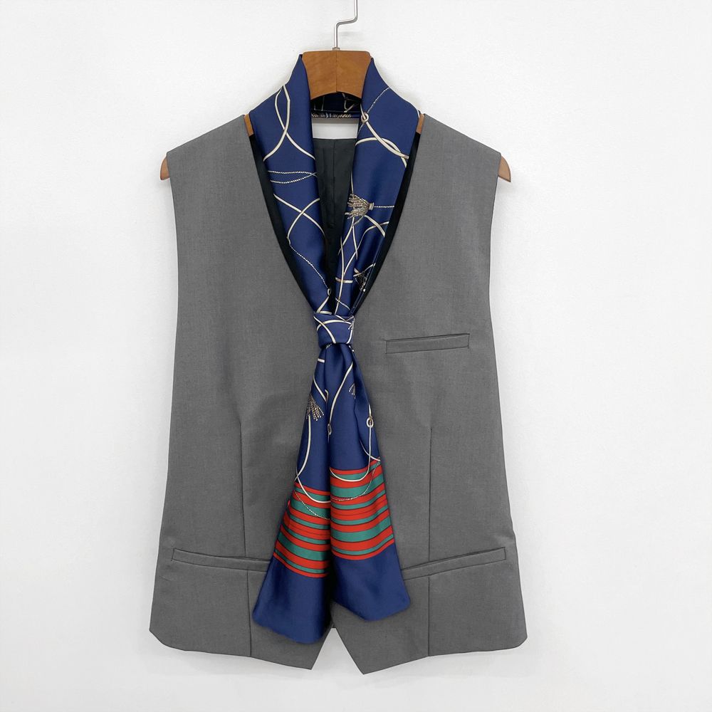 Écharpe superposée pour hommes, chauffe-cou britannique, petite écharpe en soie rétro pour chemises et costumes, écharpe longue et fine