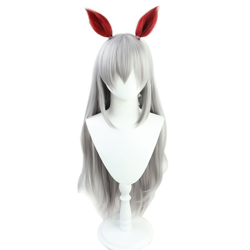 Anime jolie Derby Tamamo croix Cosplay perruque longue gris cheveux et queue Halloween fête carnaval jeu de rôle perruques synthétiques femmes
