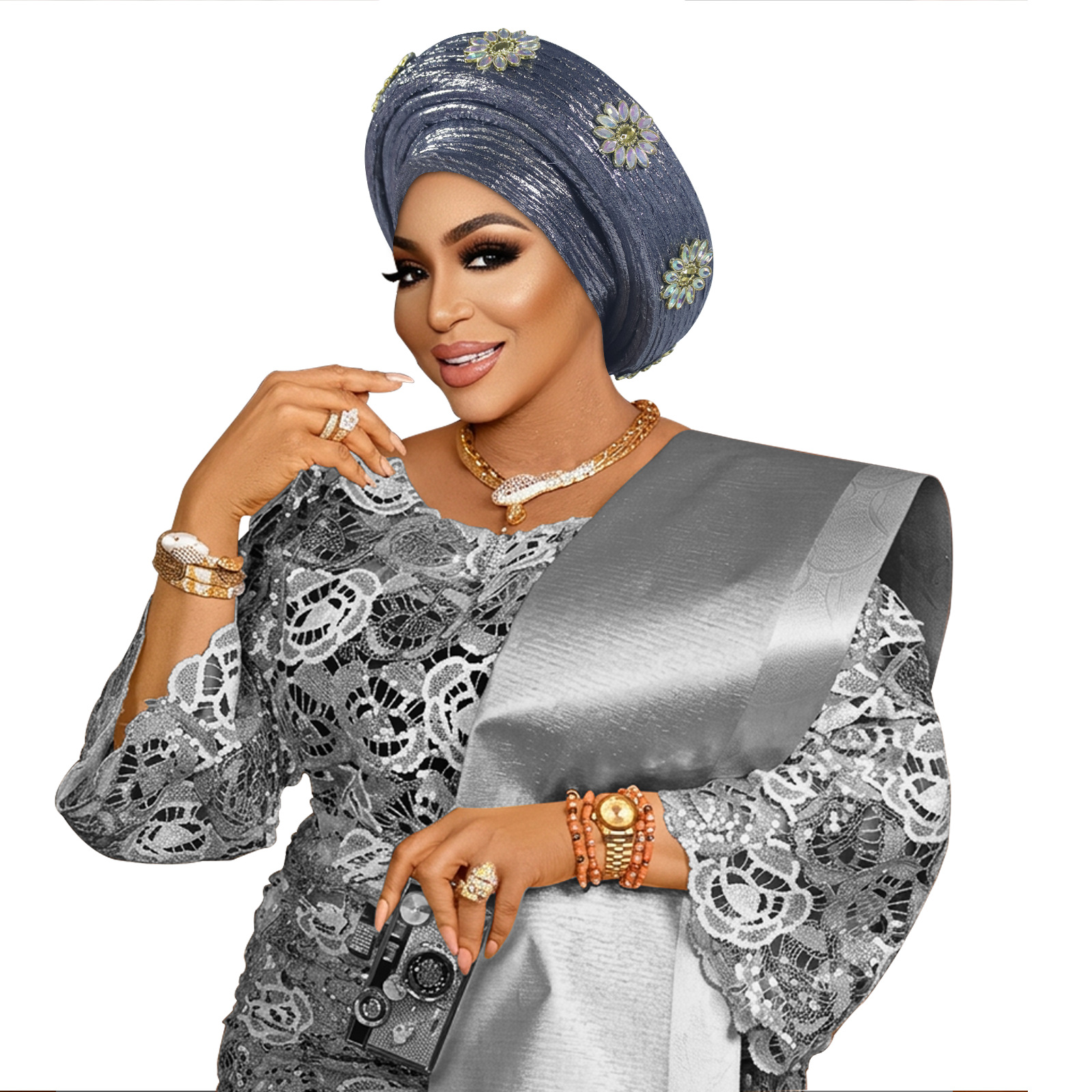 Turban préformé orné de diamants pour femme, coiffe de mariage nigériane, auto-gele africain, couvre-chef, bonnet, foulard de fête