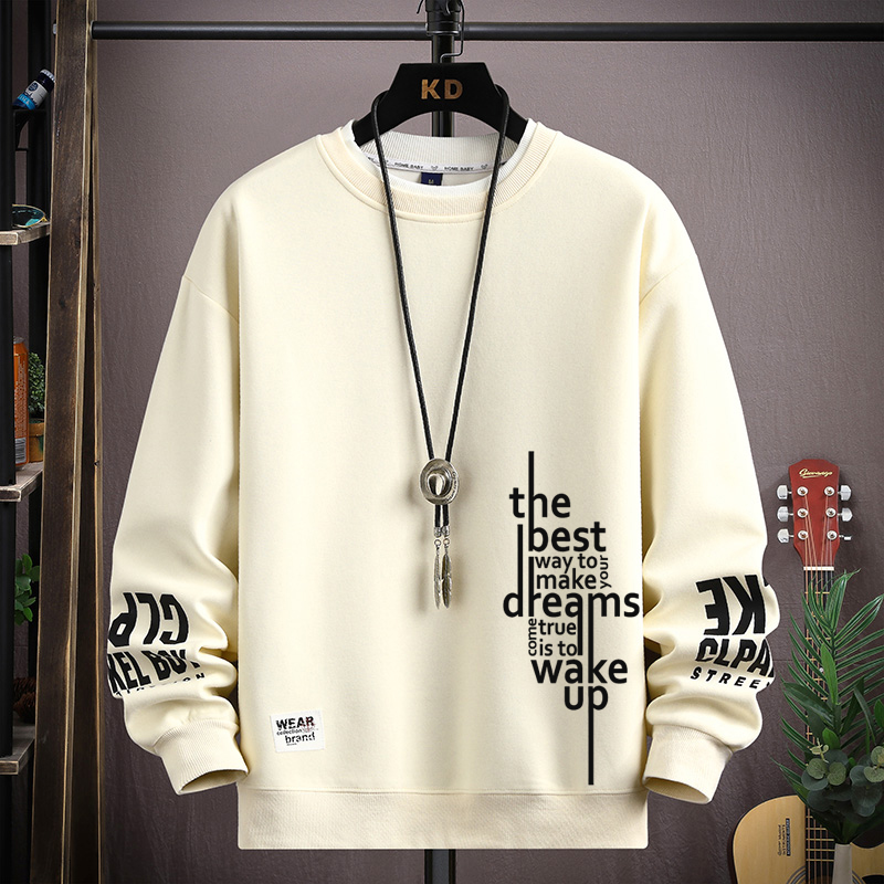 2025 nouveaux sweats pour hommes S-5XL sweats à capuche automne lettres imprimées à manches longues T-shirt mode vêtements pour hommes col rond haut Harajuku