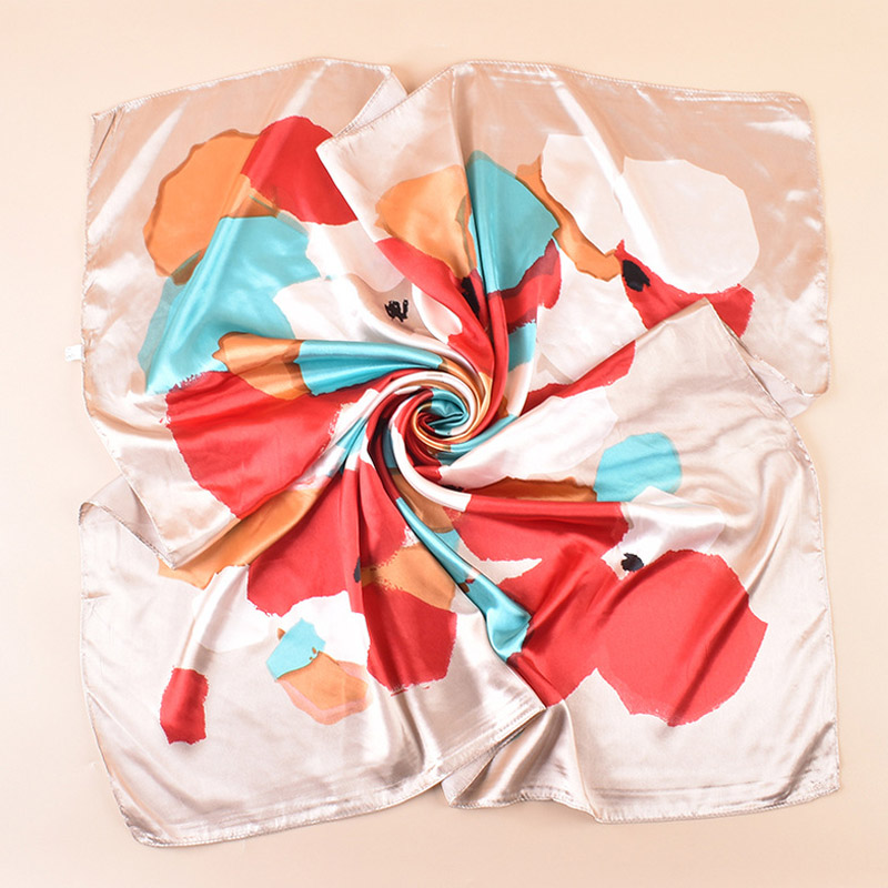 Haute qualité châle Satin soie carré Foulard femmes fleur Foulard dames bandeau bandes de cheveux imprimer Foulard Hijab enveloppes Bandana