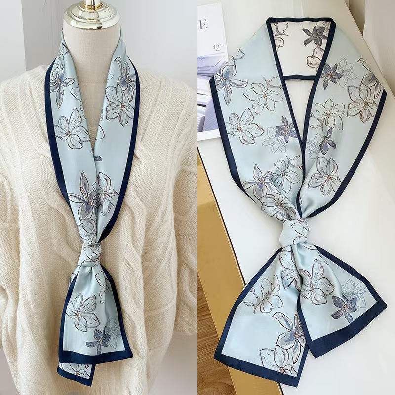 Chemise décoration crème solaire foulards en soie femme bandeau de cheveux maigre écharpe cravates femmes sac longues foulards Foulard dame