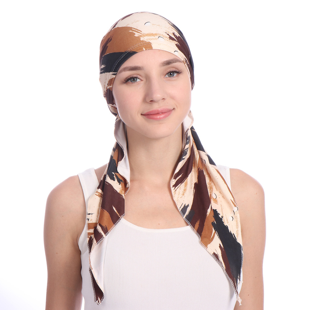 Bonnet Turban Imprimé Tendance pour Femme, Sous-Hijab Musulman, Couvre-Chute de Cheveux, Bonnets, Foulard à Longue Queue, Bandana Extensible