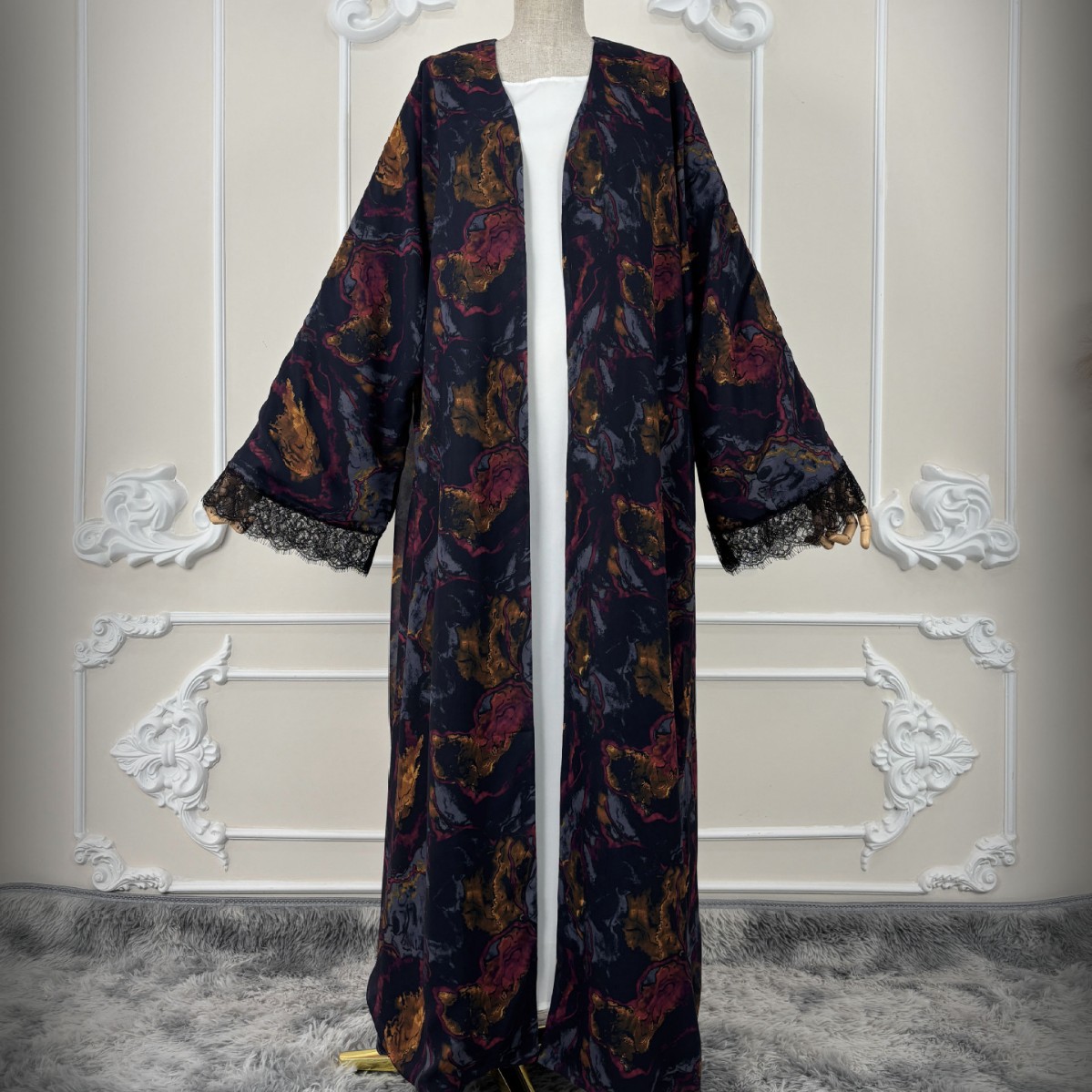 Ensemble Abaya Hijab pour femmes, robes imprimées, cardigan en dentelle musulmane, robe Khimar, ensemble 2 pièces, Jalabiya, Ramadan, Kaftan marocain, Vestidos