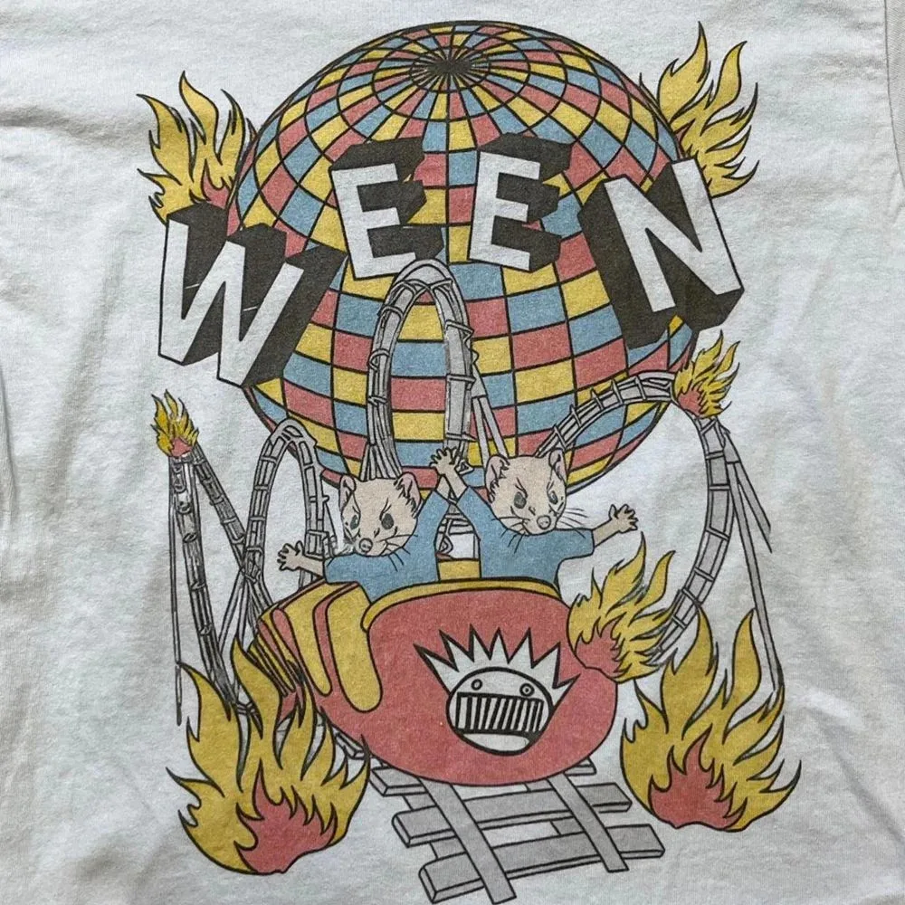 T-shirt à manches courtes blanc de la groupe de rock Remake Ween, classique, Vtg