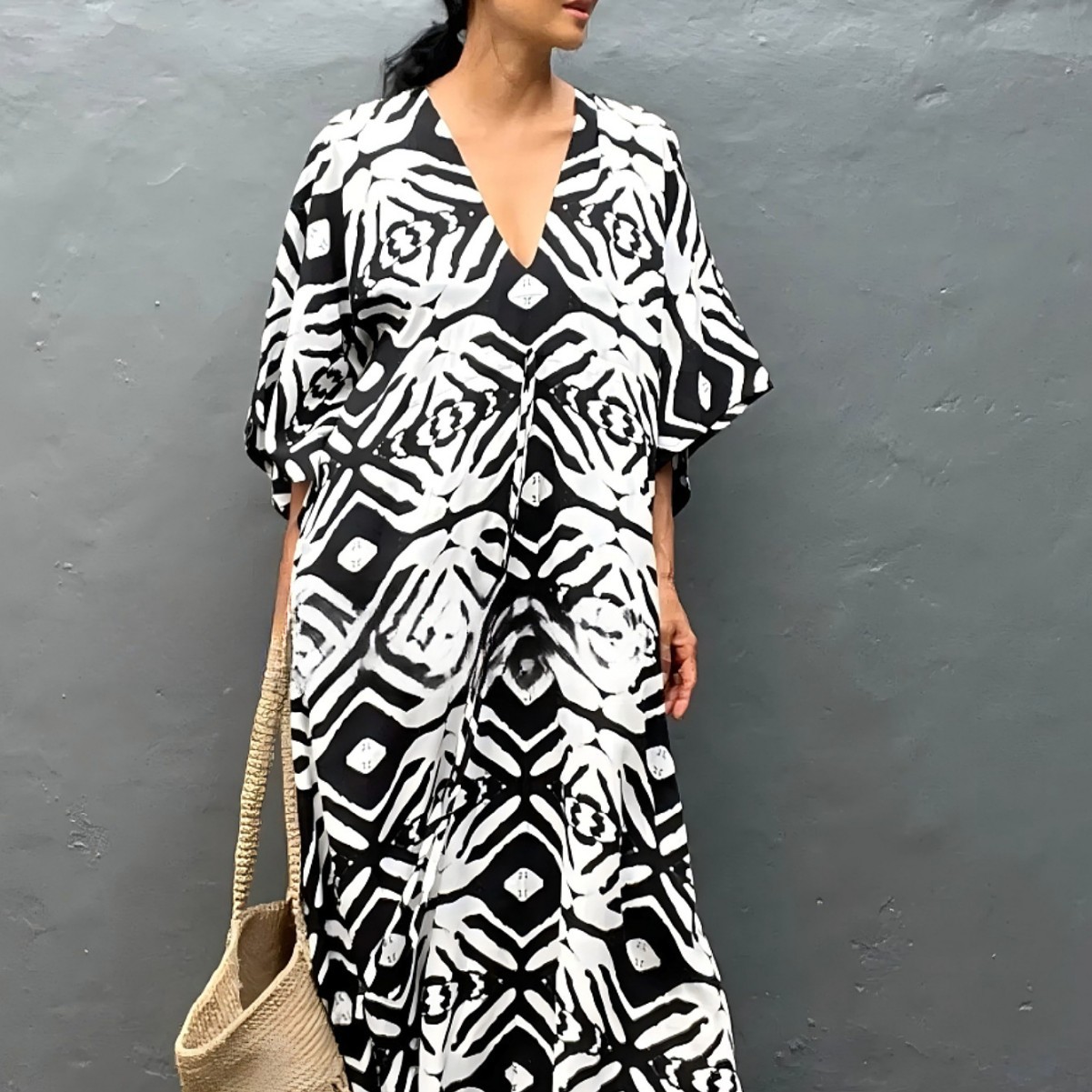 Robe caftan grande taille pour maillots de bain femmes maillot de bain couvrir Robe de plage Robe de plage avec imprimé
