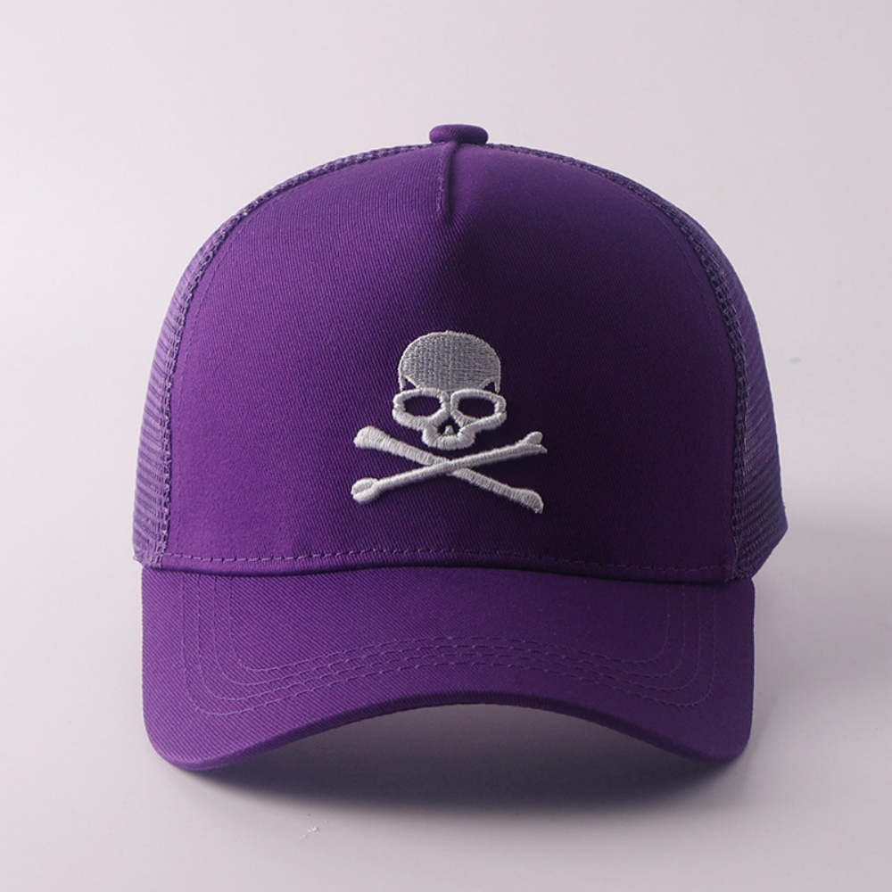 Casquette de baseball minimaliste rétro avec broderie de crâne, chapeau en maille Hip Hop pour femmes et hommes, style punk Y2k, chapeau décontracté d'été pour l'extérieur