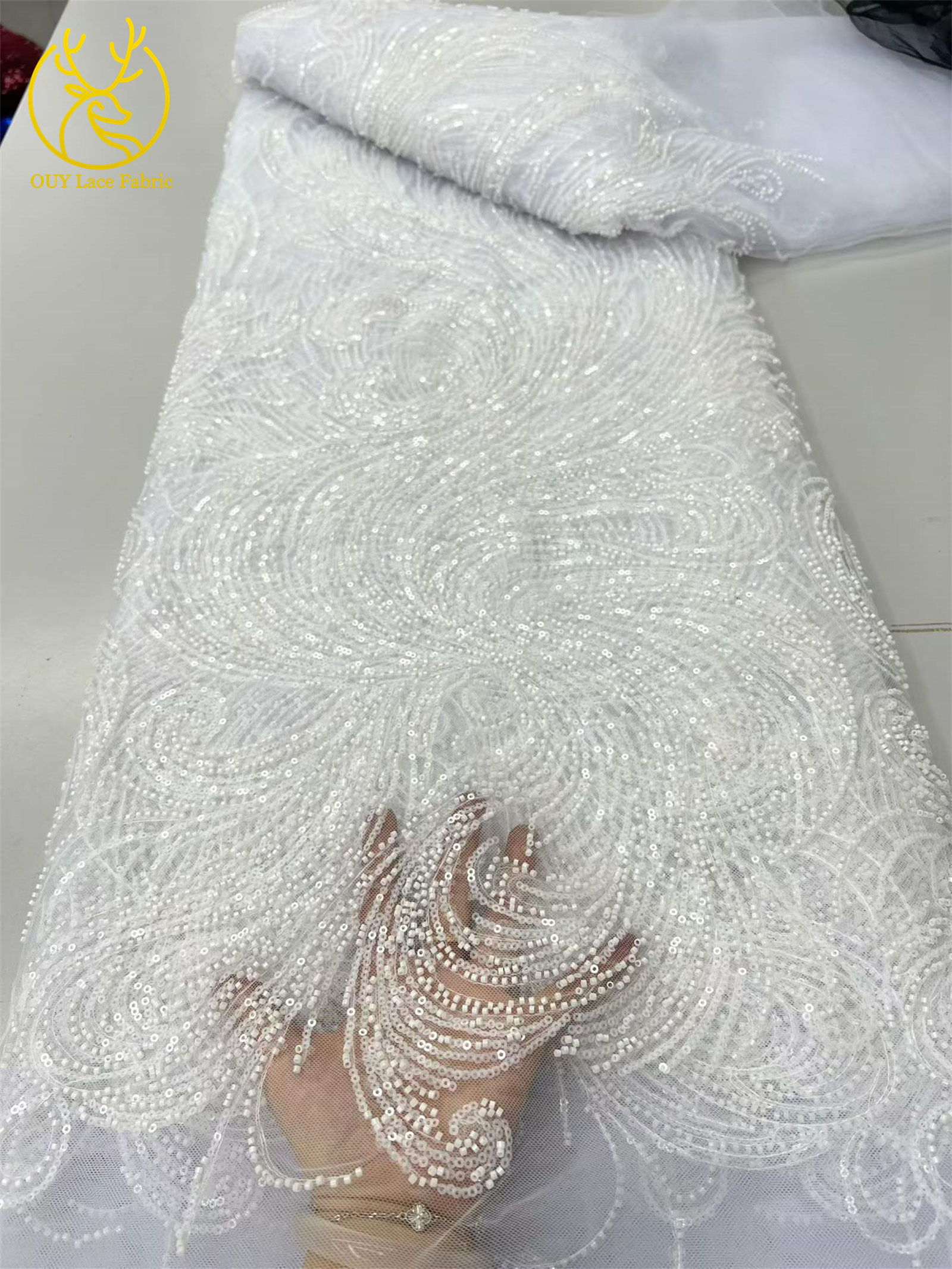 Tissu de dentelle perlée africaine tendance pour marié, dentelle en tulle et maille française nigériane à sequins 2026 pour robe de mariée et de soirée pour femme, couture
