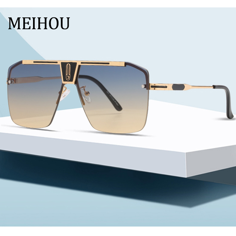Lunettes de soleil carrées dégradées pour hommes et femmes 2026 – Design vintage tendance, surdimensionnées sans monture, protection UV400