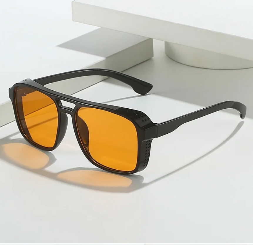 Lunettes de soleil classiques de style steampunk pour hommes et femmes, lunettes de soleil carrées rétro de marque, verres colorés, lunettes vintage, UV400