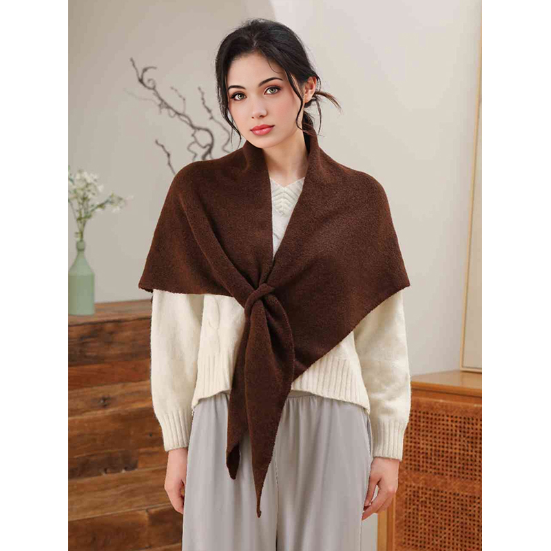 Écharpe triangulaire d'automne et d'hiver, nouveau foulard pour femmes, châle triangulaire en laine mélangée, épaissi et tricoté pour épaules chaudes.