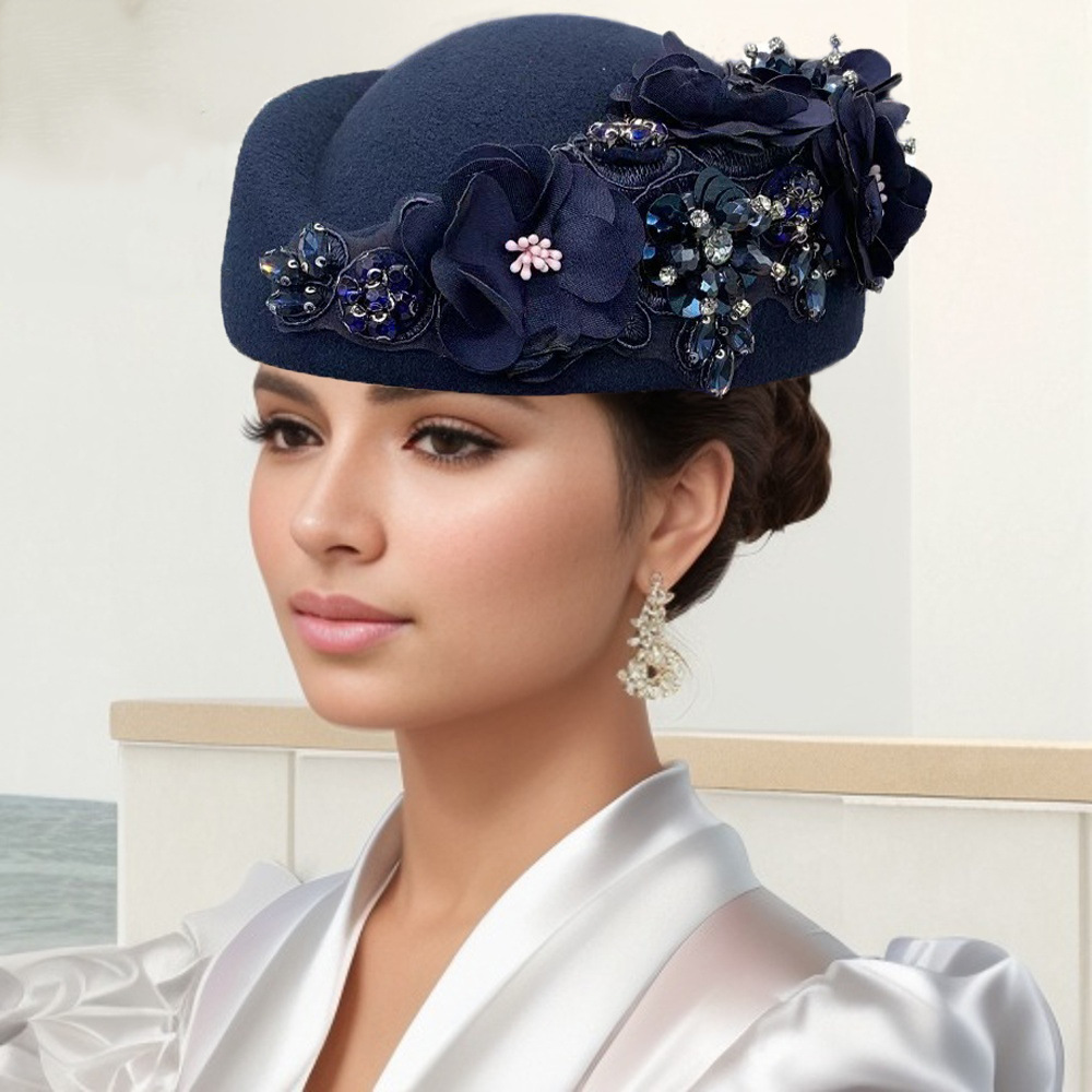 Chapeaux de mariage rétro, Cocktail, soirée, danse, hôtesse arabe, casquette blanche, casquette de Cosplay d'église, chapeau en feutre doux au toucher, élégant