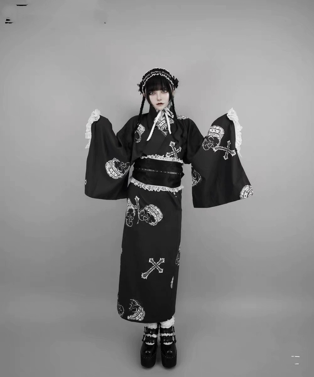 Kimono Yukata japonais pour femmes – Imprimé papillon floral, polyester respirant, vêtements décontractés d'été uniquement Yukata