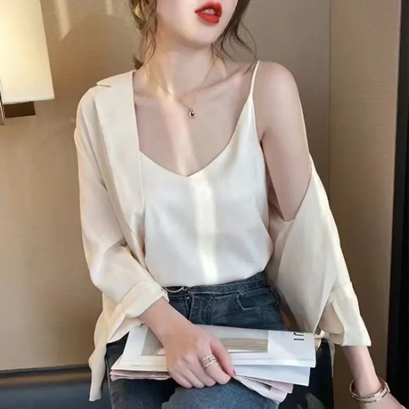 Haut en Satin Long Type Inj-Like pour Femme, Camisole à Bretelles, Sexy, Vert, Blanc, Vintage, Vêtements pour Dame