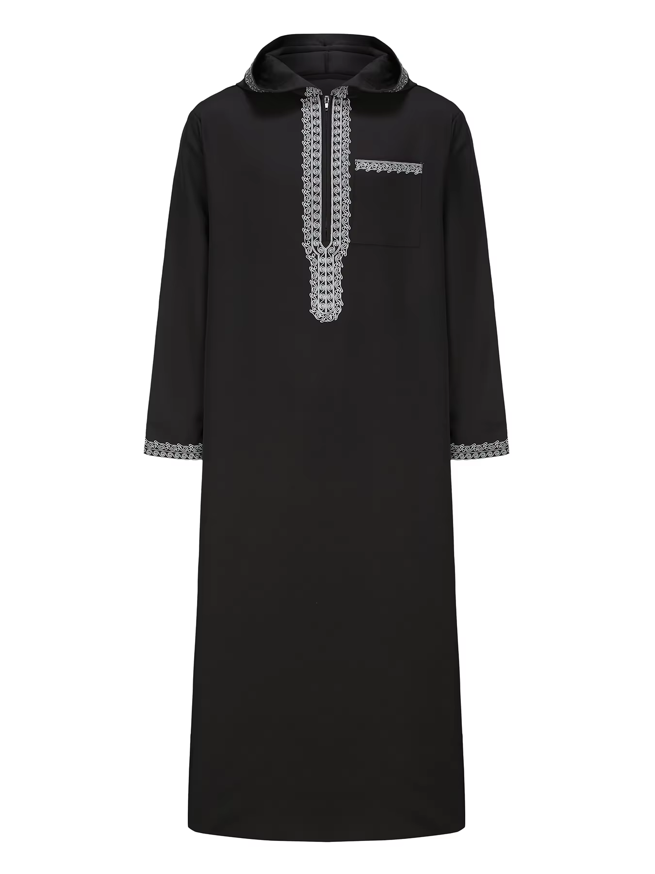 Nouvelle robe longue pour hommes musulmans, vêtements ethniques islamiques à capuche, robe longue décontractée élégante rétro pour hommes avec broderie du Moyen-Orient