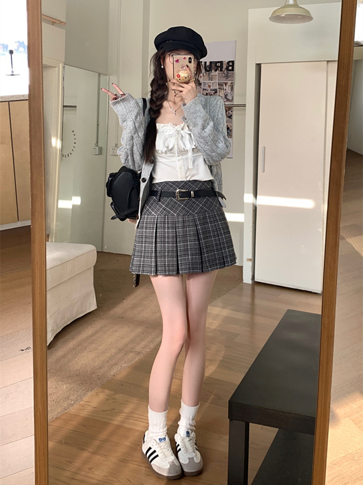 Style coréen hiver laine Kawaii Mini jupes femmes mode Y2K Streetwear Tartan plissé jupe à carreaux taille haute a-ligne jupe