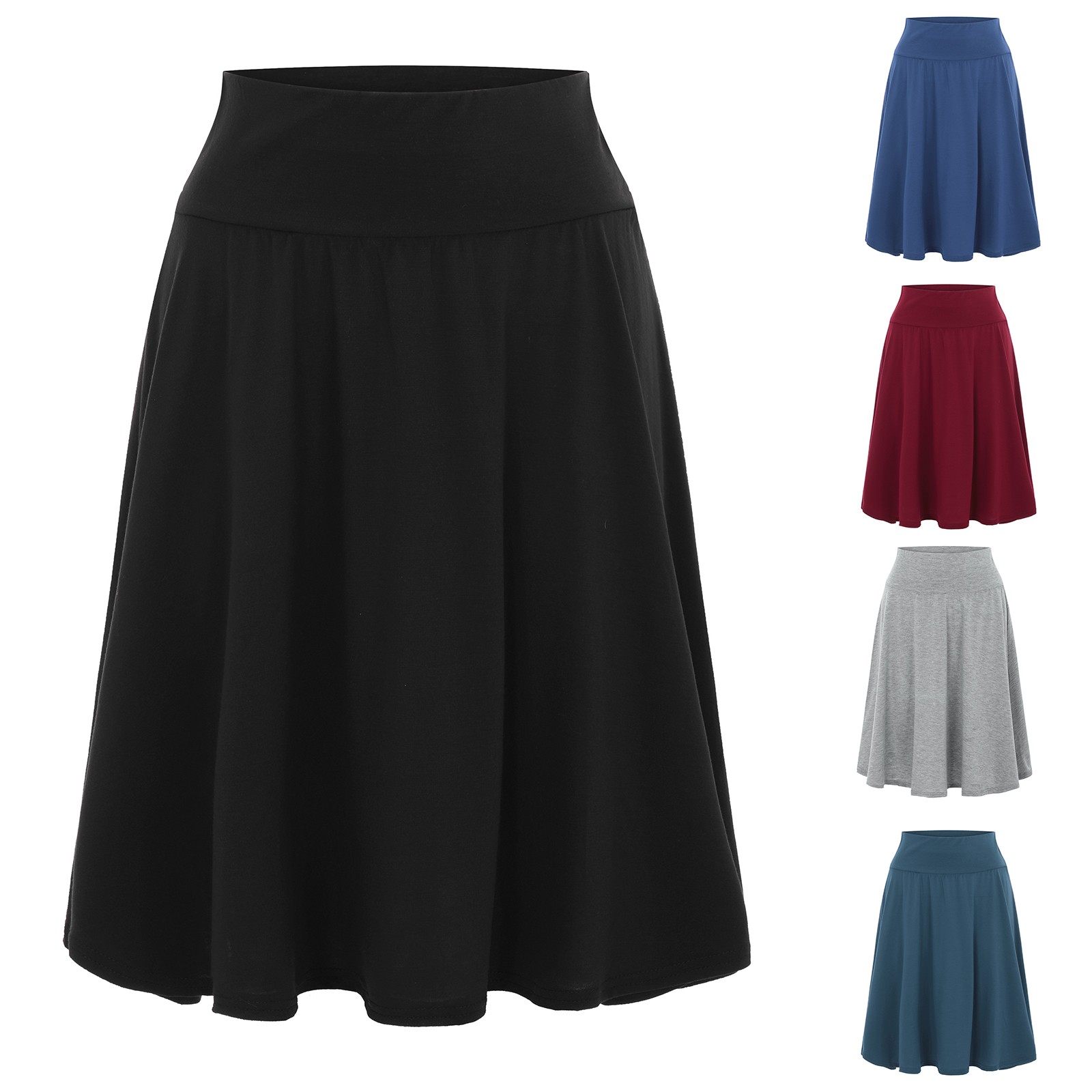 Jupes pour femmes, longueur genou, couleur unie, décontractées, taille haute, élastiques, mi-longues, 한국 동대문 고퀄 의류