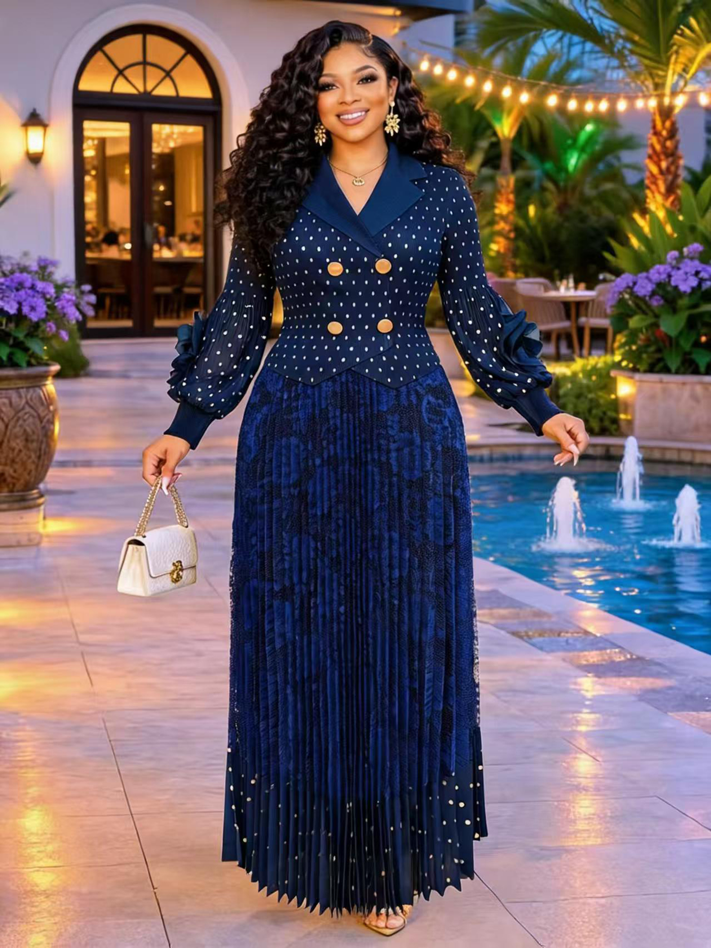 Robes africaines pour femmes, robe de soirée pour mariage, tenue africaine en dentelle plissée Miyake pour dames, robe africaine Dashiki