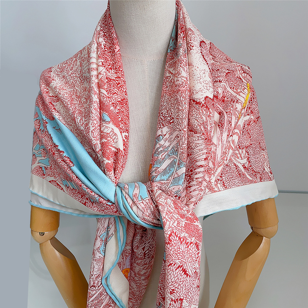 130cm garder au chaud hiver écharpe femmes marque soie cachemire carré écharpe châle luxe foulards enveloppes Pashmina mode Hijab Bandana