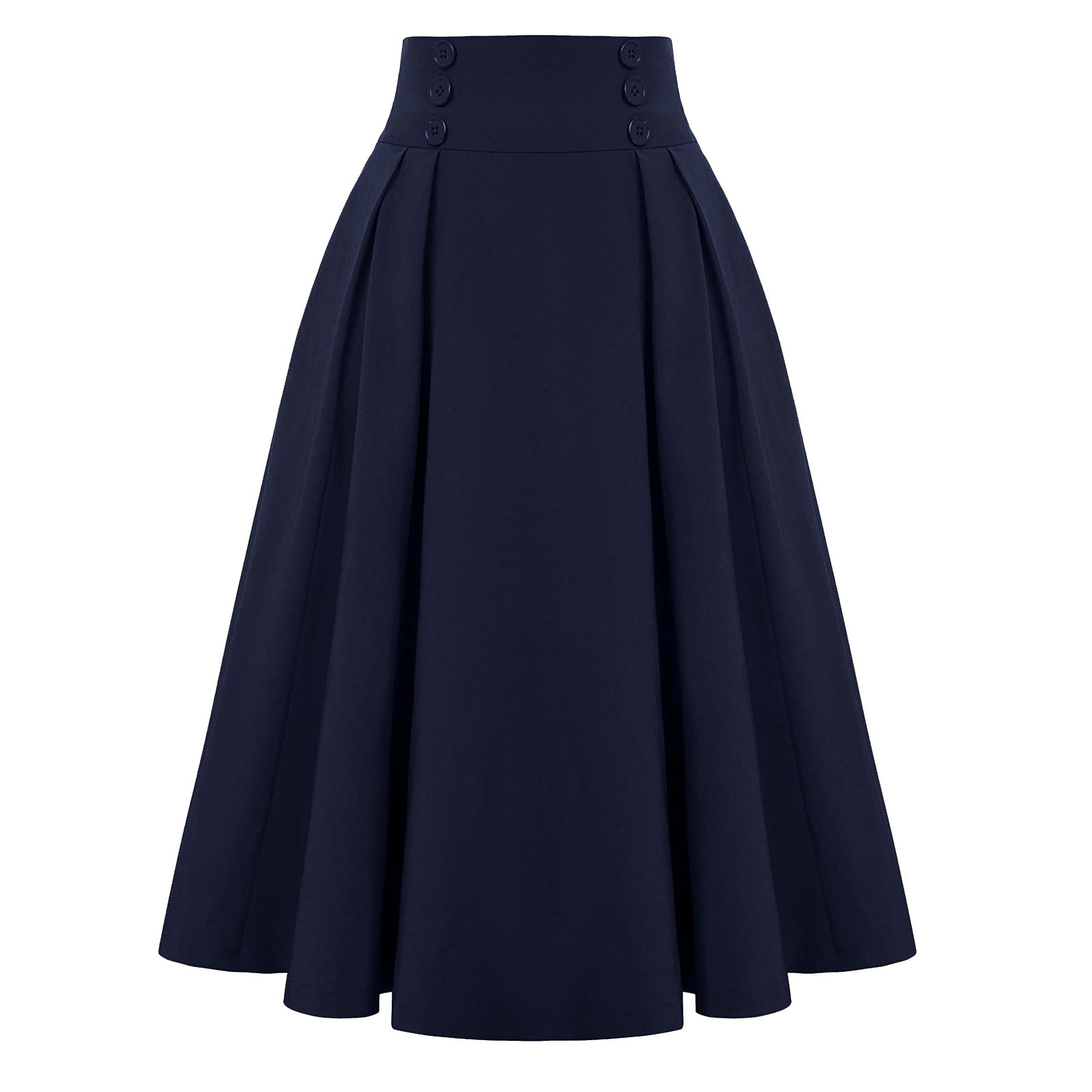 Femmes Vintage a-ligne jupes élégant taille haute bouton grande balançoire jupe plissée solide Rockabilly fête jupes longues Faldas