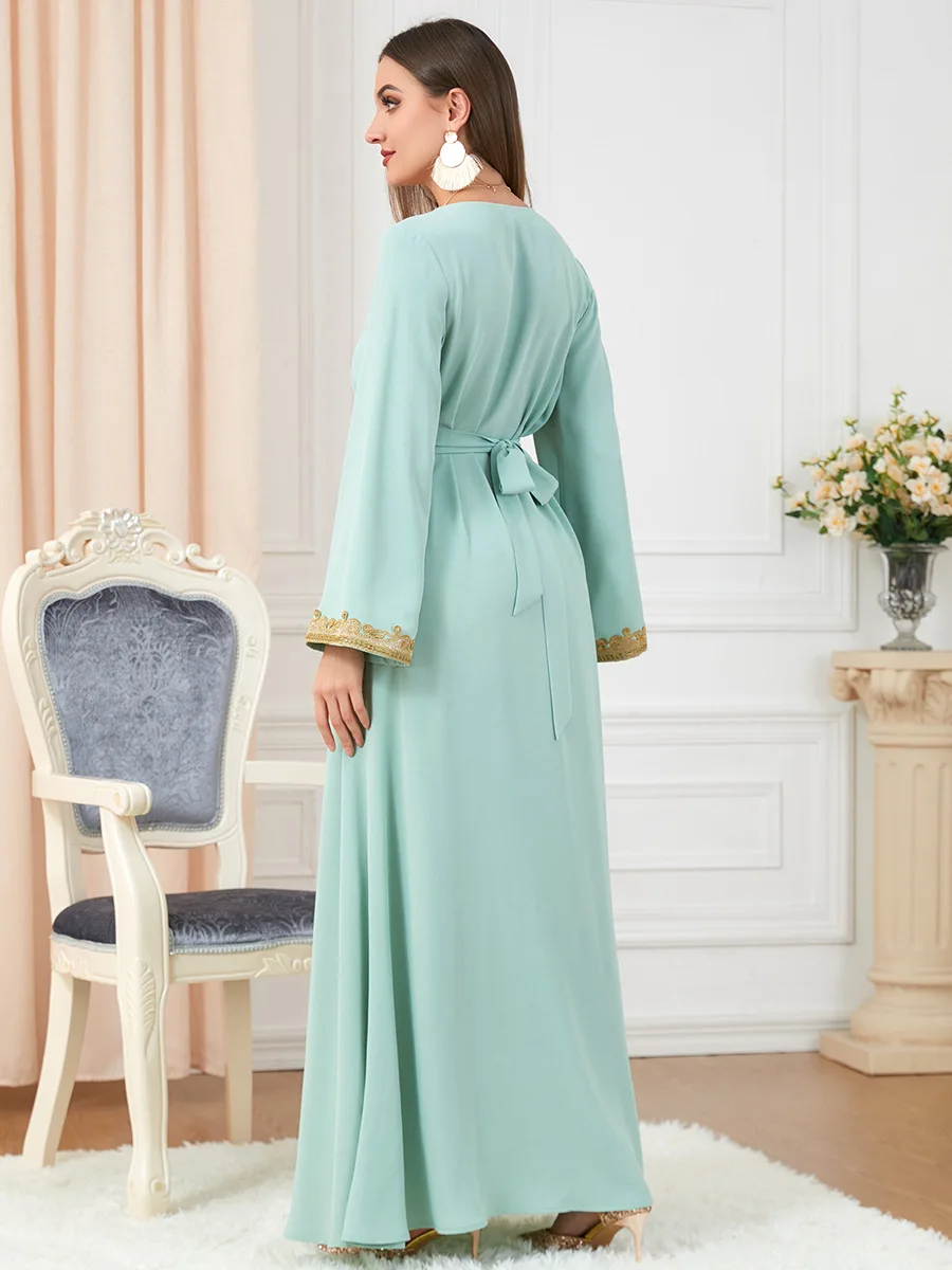 Robe musulmane arabe marocaine Abaya femmes broderie maxi Abayas dubaï turquie Islam caftan Longue musulmane robes Largos 2022