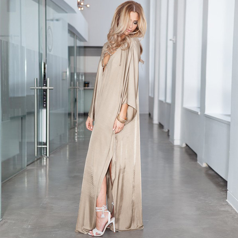 Caftan turc long et léger pour femmes, robe de plage maxi