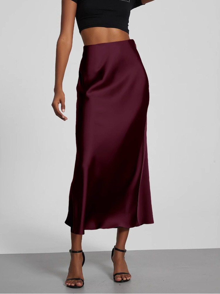 Jupes longues élégantes en satin pour femmes, 38 couleurs, nouvelle collection été 2026, couleur unie, taille haute, mode Faldas