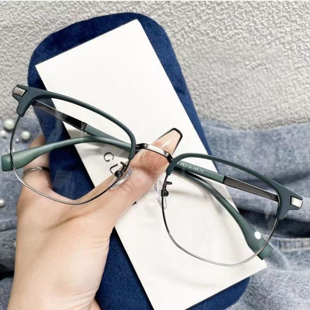 Nouvelles lunettes anti-lumière bleue tendance pour femmes et hommes, monture demi-cerclée rétro, verres plats, protection anti-UV