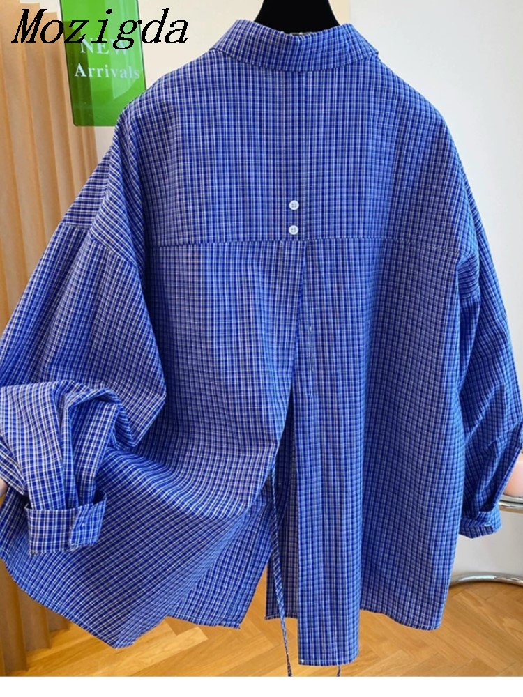 Chemisiers rayés en coton à manches longues pour femmes, chemise à la mode, bleu marine, automne, hiver