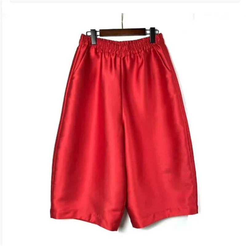 Pantalon large décontracté taille haute pour femme, nouvelle collection été, coupe ample 8 points, couleur unie, motif fleur de bourgeon
