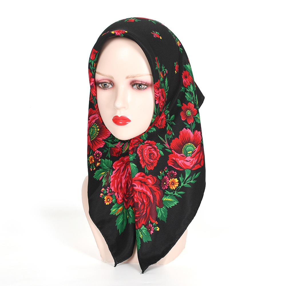 70*70 cm russe carré écharpe femmes luxe imprimé fleuri Bandana bandeau mouchoir Babushka bandeau foulards