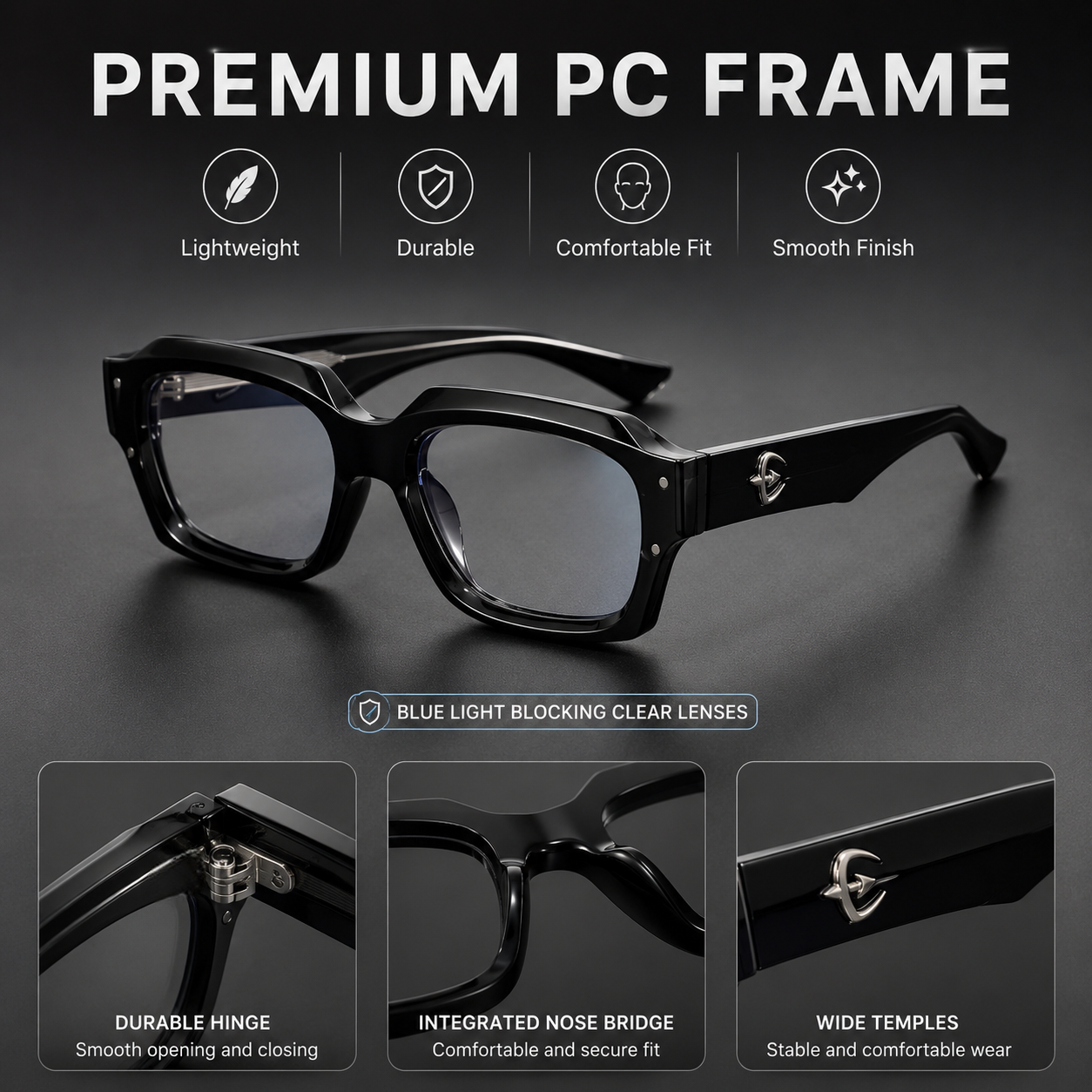 Lunettes de créateur de mode rétro monture carrée lunettes à lumière plate pour hommes femmes lunettes de haute qualité lunettes minimaliste correspondant