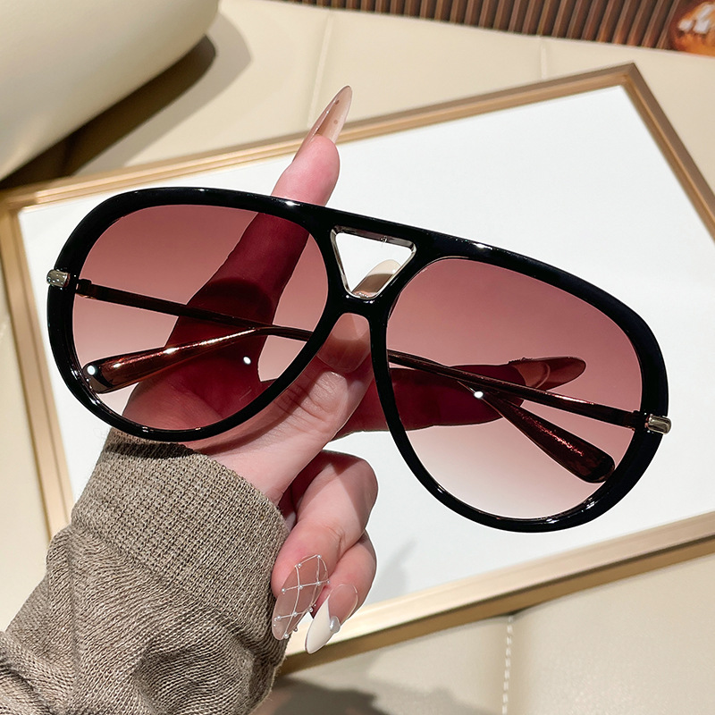 Lunettes de soleil oversize pilote 2026, nouveau modèle vintage à double pont, pour femme, design de marque de luxe tendance, protection UV400 pour l'extérieur